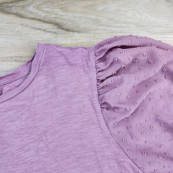 💇‍♀️Maurices Mauve Swiss Dotted Puff Sleeve Top Size 2X - Picture 5 of 10